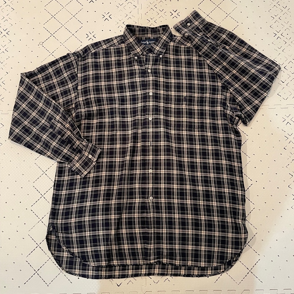 Ralph Lauren Shirt Mens L Plaid McMeel Long Sleeve‎ Casual with front Pocket